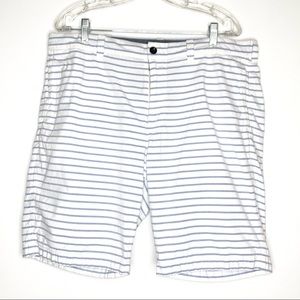 J. Crew Flat front shorts White/Blue Stripes Sz 38